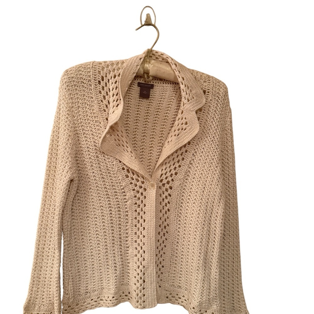 Ann Taylor White Open Knit Cardigan